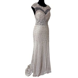 Handmade Maxi Lace Prom / Wedding Dress in Creamy Lilac Color  size 12